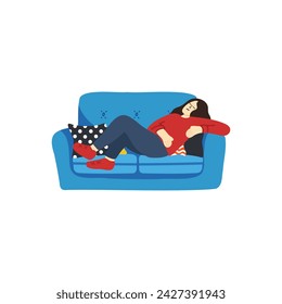 illustration of people tried and relaxing on couch