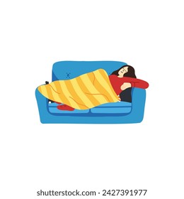 illustration of people tried and relaxing on couch