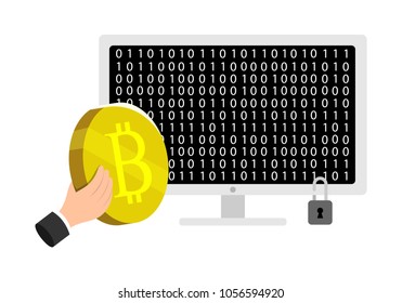 Illustration of People Using Bitcoin for secure transaction Vector