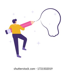 illustration of people using pencils for drawing. the concept of creative and innovative employees, full of ideas. flat design. can be used for elements, landing pages, UI.