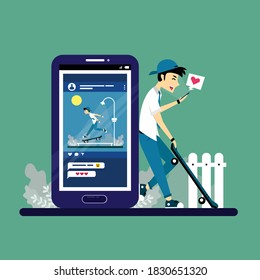 Illustration of people using social media