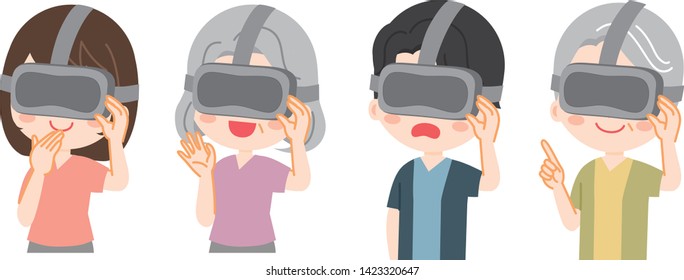 Illustration of a people using VR