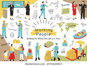 Illustration of people with various occupations
