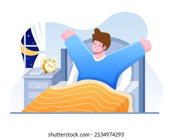 Illustration of People Wake Up To Do Suhoor in the Morning When Ramadan. Daily Routine Activities While Fasting in Ramadan. Can be used for web, poster, banner, social media, print, book, etc