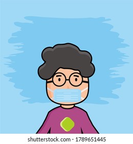 illustration of 
people wear masks flat design