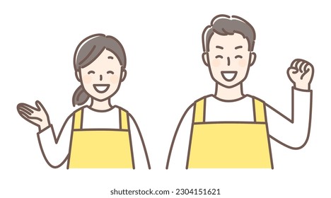 illustration of people wearing apron