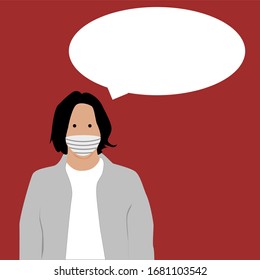 Illustration People wearing mask . Balloon speech . corona virus . COVID - 19