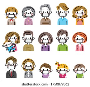 Illustration of people wearing masks.