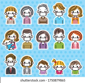 Illustration of people wearing masks.