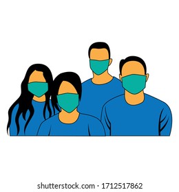 illustration of people wearing masks to prevent dirt and viruses from entering the respiratory tract