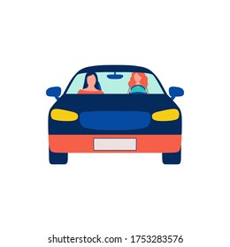 Illustration of people who is driving a car. Vector illustration in a flat style.