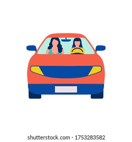 Illustration of people who is driving a car. Vector illustration in a flat style.