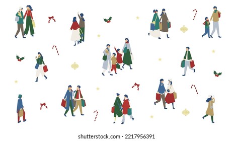 It is an illustration of people who enjoy shopping at Christmas.