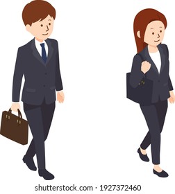 Illustration of people who goes to work