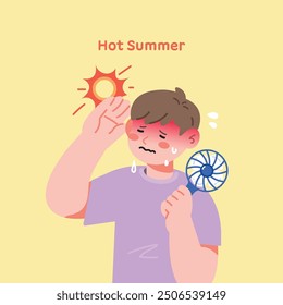 Illustration of people who are hot in the hot summer