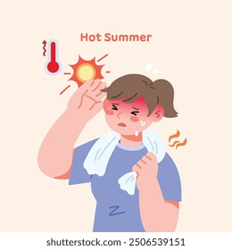 Illustration of people who are hot in the hot summer