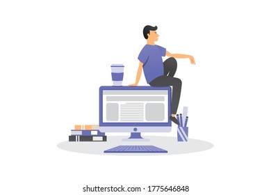 Illustration people work with computers vector design