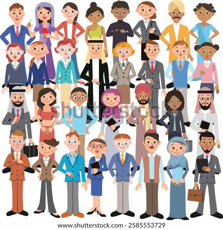 An illustration of people working in different countries gathering together