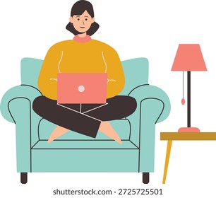 Illustration of People Working From Home. Vector Character in Cartoon Design.