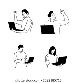 ilustração de pessoas que trabalham com notebooks