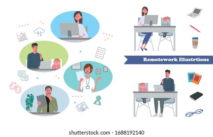 Illustration of people working remotely