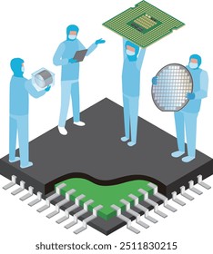 Ilustração de profissionais da indústria de semicondutores