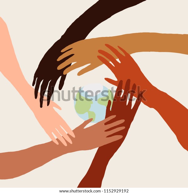 Illustration Peoples Hands Different Skin Color Stock Vector (Royalty ...