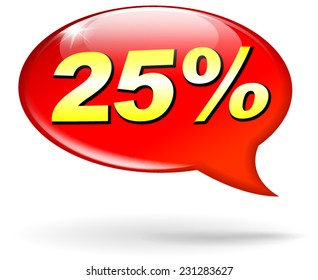 illustration of percentage red speech bubble concept