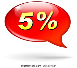 illustration of percentage red speech bubble concept