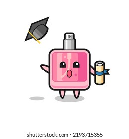 Illustration of perfume cartoon throwing the hat at graduation , cute style design for t shirt, sticker, logo element