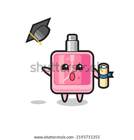 Illustration of perfume cartoon throwing the hat at graduation , cute style design for t shirt, sticker, logo element