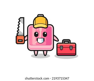 Illustration of perfume character as a woodworker , cute style design for t shirt, sticker, logo element