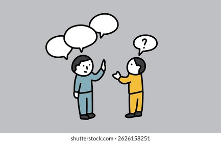
Illustration of a person asking a question and a person answering it. FAQ concept