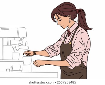 ILLUSTRATION OF A PERSON OR BARISTA MAKING COFFEE.  COOL AND UNIQUE DESIGN. VECTOR FILES