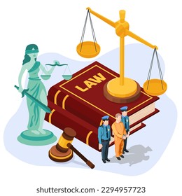 illustration of a person being tried in court. Concept of Advocate barrister and accused character standing on legal defence process