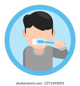 Illustration von Person, die Zähne putzt, Vektordatei