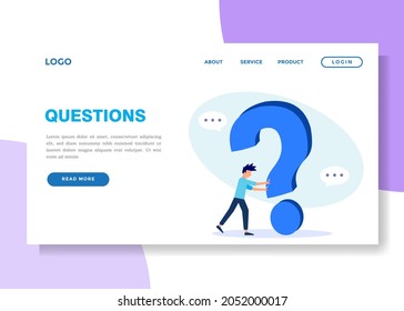 Illustration person Character Standing near Exclamations and Question Marks. Character of people Asking Questions and receiving Answers. Online Support Center. Concept of Frequently Asked Questions.