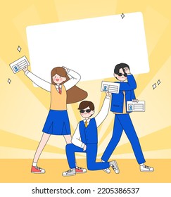 An Illustration Of The Person Cheering For The College Entrance Exam
