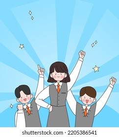 An Illustration Of The Person Cheering For The College Entrance Exam
