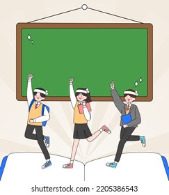 An Illustration Of The Person Cheering For The College Entrance Exam
