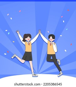 An Illustration Of The Person Cheering For The College Entrance Exam
