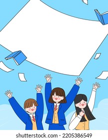 An Illustration Of The Person Cheering For The College Entrance Exam
