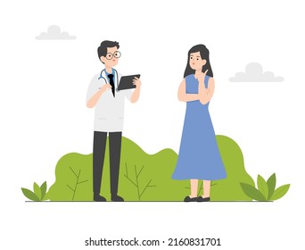 Illustration of a person consulting a psychiatrist, people go see a psychiatrist.