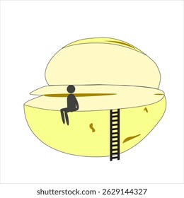 
illustration of a person contemplating his fate for some reason
