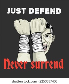 Illustration of a person defending and never giving up