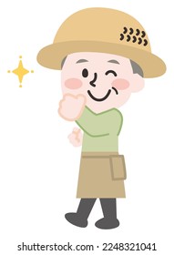 Ilustración de una persona que realiza trabajos agrícolas y de jardinería