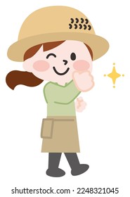 Illustration of a person doing farm work and gardening
