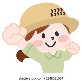 Illustration of a person doing farm work and gardening