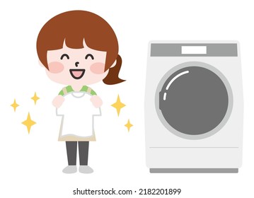 Illustration of a person doing the laundry
