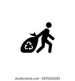 ilustración de una persona arrastrando una bolsa de basura